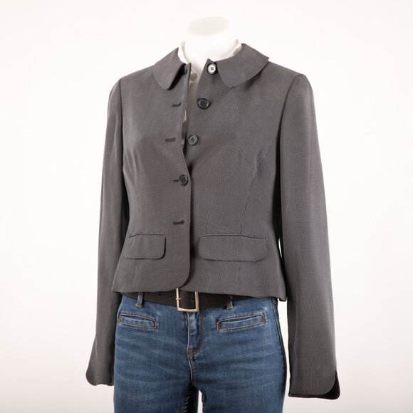 Anne Klein II Gray Micro Dot Silk Blazer Size 2 - Picture 2 of 6